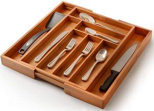 Bambusi Utensils Drawer Organizer Silverware Holder