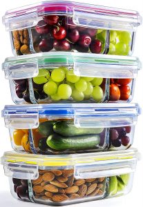 Glass meal prep containers, chef fresh packs