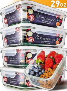 Prep naturals glass meal prep containers, 5 packs