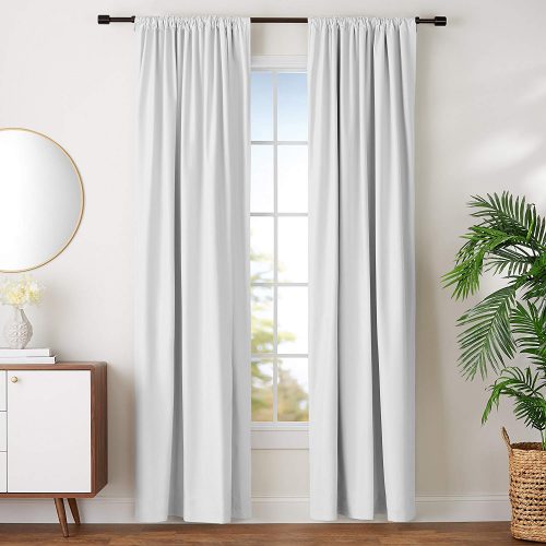 AmazonBasics Blackout Curtain Set - 52 x 96 Inch Curtain White