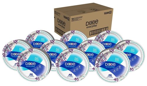 Dixie Everyday Paper Plates, 10 1/16, 220 Count, 5 Packs of 44 Plates, Dinner