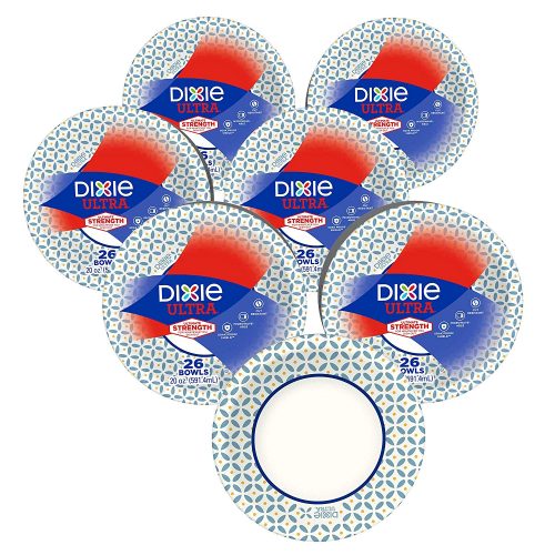 Dixie Ultra Paper Bowls, Dinner or Lunch Size Printed Disposable Bowls