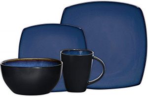 Gibson Elite 61221 .16 RM 16-piece square reactive glaze dinnerware set