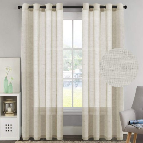 H.VERSAILTEX 52 by 96 Inch Curtain Set of 2 Made of Rich Linen Poly Mixed Sheer Drapery Curtain Panels