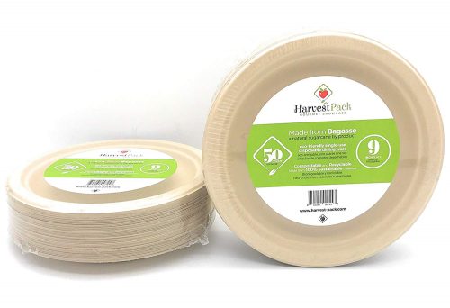 Natural Sugarcane Bagasse Bamboo Fibers Disposable Plates