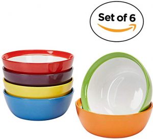 Premium ceramic set of 6 colorful meal stoneware bowls