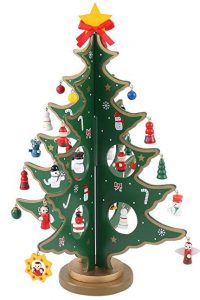 14-inch tabletop mini wooden Christmas tree by JOYIN