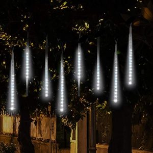 Outdoor Tree Snowfall LED Dripping Icicle Shooting Star Lights 12 inch 8 Tubes
