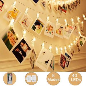 Weepong 40 LED photo clips strings lights