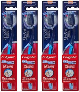 Colgate Slim Soft Charcoal Toothbrush 17x Slimmer Tip Soft Bristles - Pack of 4