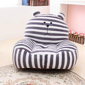 MAXYOYO Super Cute Grey Striped Bear Stuffed Plush Toy Bean Bag Chair