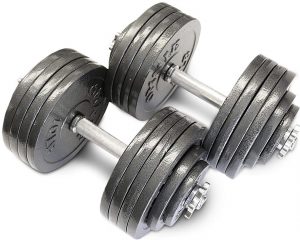 Omnie Adjustable Dumbbells with Gloss Finish and Secure Fit Collars