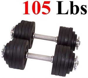 One Pair of Adjustable Dumbbells Cast Iron Total 105 Lbs (2 X 52.5 Lbs) by Unipack