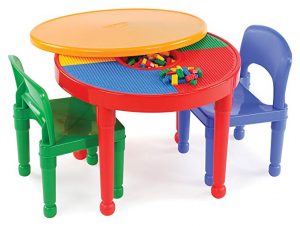 Tot Tutors kids 2-in-1 plastic building blocks-compatible activity  table