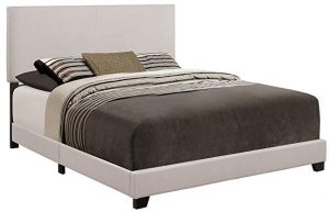 Crown Mark Upholstered Panel bed in Stone Khaki