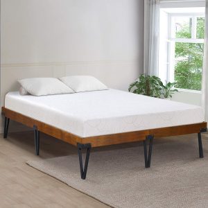 Ecos Living 14 inches rustic metal and wood bed platform