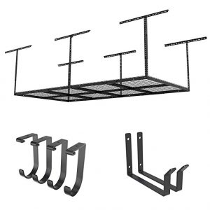 FLEXIMOUNTS 4×8 Overhead Garage rack with add-on hooks