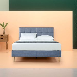 Zinus Lottie Upholstered square stitched platform bed foundation