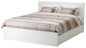 High bed frame with 2 storage boxes