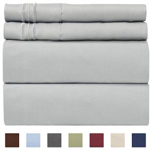 Queen size sheet set- 4 piece set by CGK Unlimited, gray color