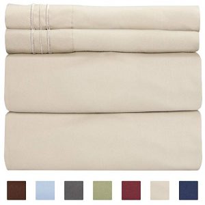 Queen size sheet set-4 piece set by CKG Unlimited, beige tan color