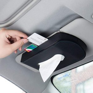 Mr. Ho Black Leather car visor tissue holder 