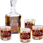 Personalized 5 pc whiskey decanter set by My Personal Memories