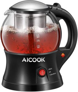 Electric Teapot, AICOOK Cordless Tea Pot Kettle with Removable Tea Infuser Set