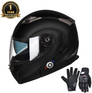 FreedConn Bluetooth Motorcycle Helmets Integrated Modular Flip up Dual Visors Full Face Built-in Bluetooth Intercom Communication Range