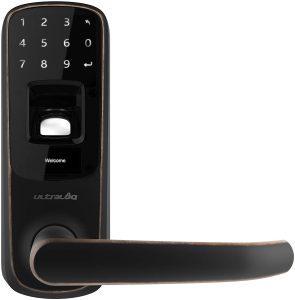 Ultraloq UL3 BT Interconnect Door Lock utilizes Bluetooth enabled fingerprint and smart touchscreen to secure your door