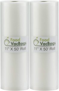 FoodVacBags 2-pack 11X50 Rolls Vacuum Sealer Bags 4 mil Embossed Commercial Grade