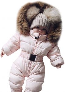 Franterd Baby Girls Boys Romper Down Jacket Hooded Jumpsuit