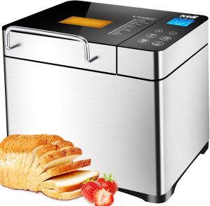 KBS Stainless Steel Bread Machine,1500W 2LB 17-in-1 Programmable XL Bread Maker