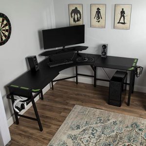 RESPAWN 2010 Gaming Computer Desk, L-Shaped Desk, in Green