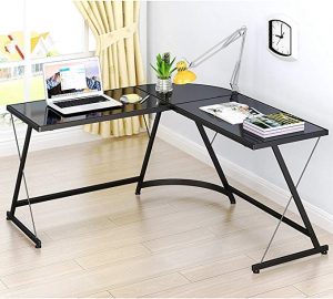 SHW L-Shape Corner Desk is good for both professional work and gaming.