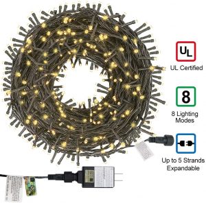 Twinkle Star 66ft 200 LED Christmas Tree String Lights UL Safe Certified Outdoor Fairy Lights Plug in