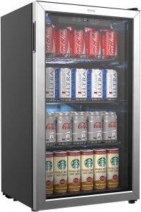 hOmeLabs Beverage Refrigerator and Cooler - 120 Can Mini Fridge with Glass Door for Soda Beer or Wine