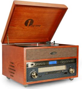 1byone Nostalgic Wooden Turntable