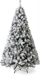 Best Choice Products 7.5ft Snow Flocked Hinged Artificial Pine Christmas Tree