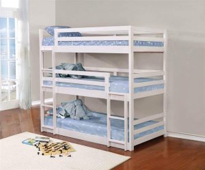 Coaster Home Furnishings Bunk Bed, Triple Twin, White