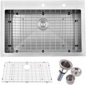 Friho Steel Single Bowl Kitchen Sink, 33×22 Inches
