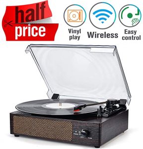 This is a record player from Wockoder brand for playing CD and other music formats.