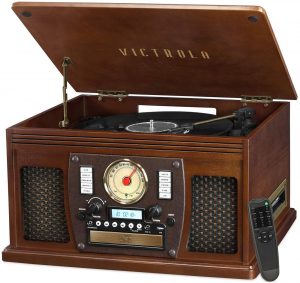 Victrola Navigator 8-in-1 can plays music in 8 functions including CD, Vinyl, MP3 and more.