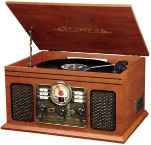 This record player is build with wood case with a classic looks and feel.