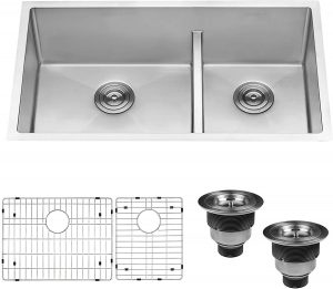 Ruvati 33-inch Low-Divide Undermount Tight Radius 60/40 Double Bowl 16 Gauge Stainless Steel Kitchen Sink