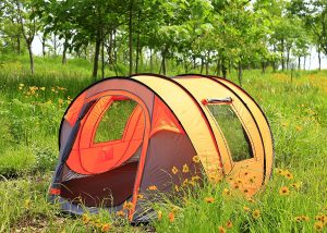Bravindew Tent for Camping Instant Fast Pitch Pop Up Tent with Skywindow-Durable Portable Easy Up Shelter with 12 Stakes & Carrying Bag
