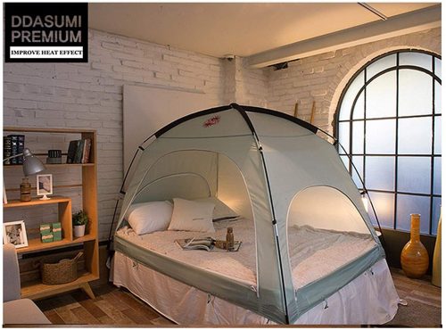 DDASUMI Warm Tent For Double Bed Without Floor (Mint) - Blocking Cold air