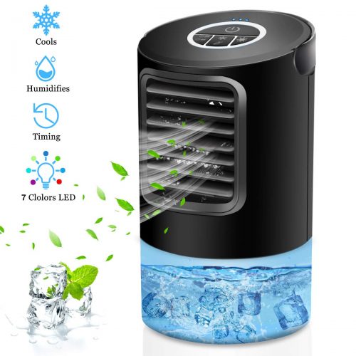 Oscillating Small Evaporative Air Cooler Desk Fan Space Cooler and Mist Humidifier with Timer Ankipo Personal Air Cooler 3 Speeds for Home Office Bedroom Dorm Mini Portable Air Conditioner