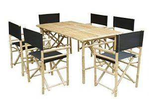 Zew SET-015-0-02 Bamboo Rectangular Table with 6 Director Chairs