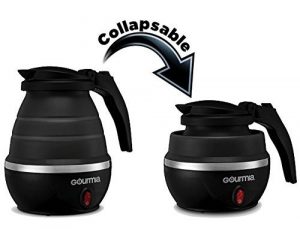 Gourmia GK360 electric kettle is foldable and collapsible for bringing along on the trip